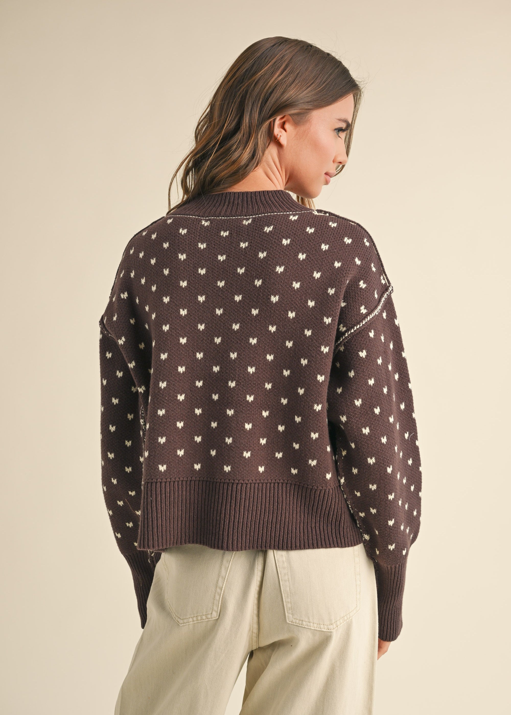 Heartbeat Patterned Cropped Sweater - alldeserved.com