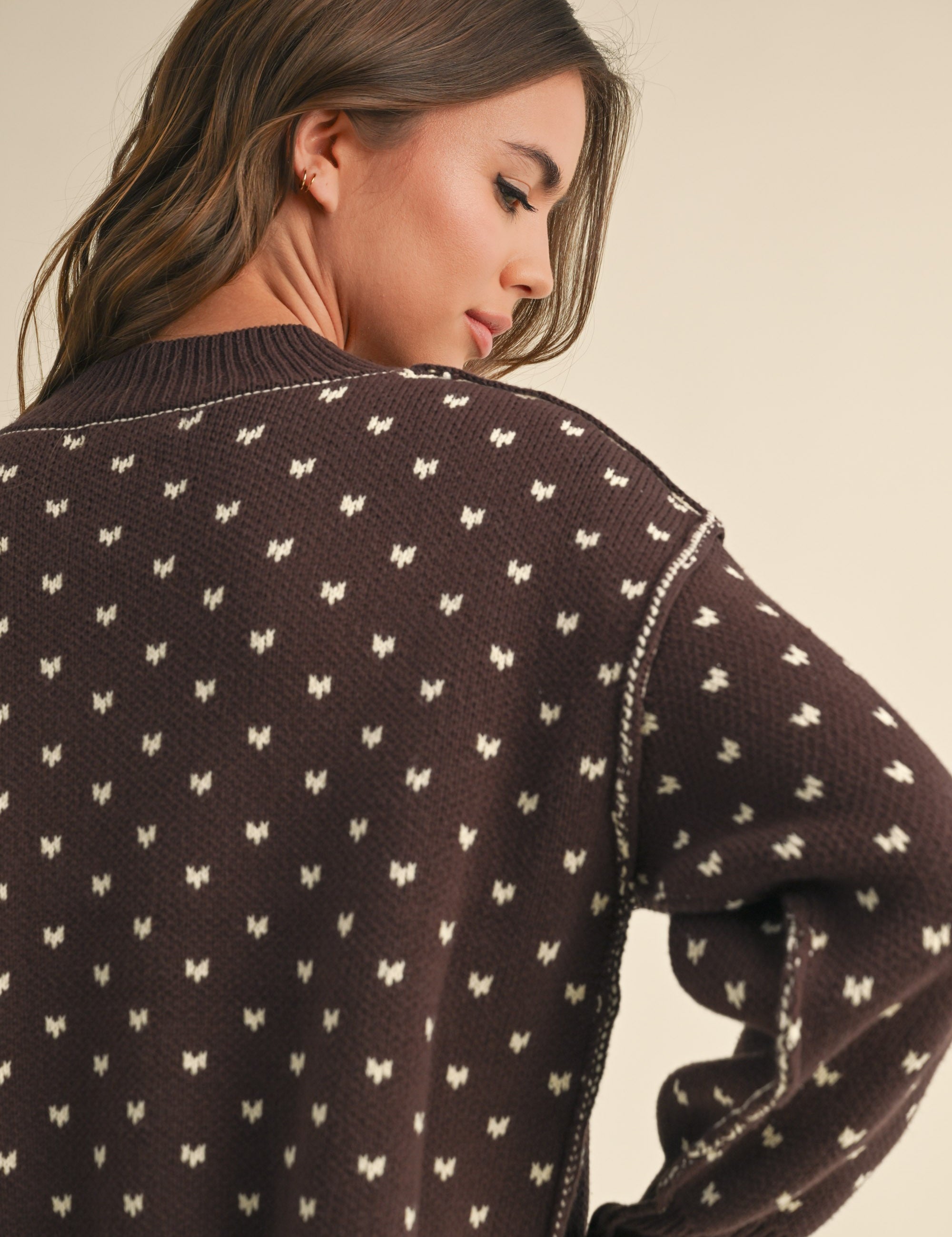 Heartbeat Patterned Cropped Sweater - alldeserved.com