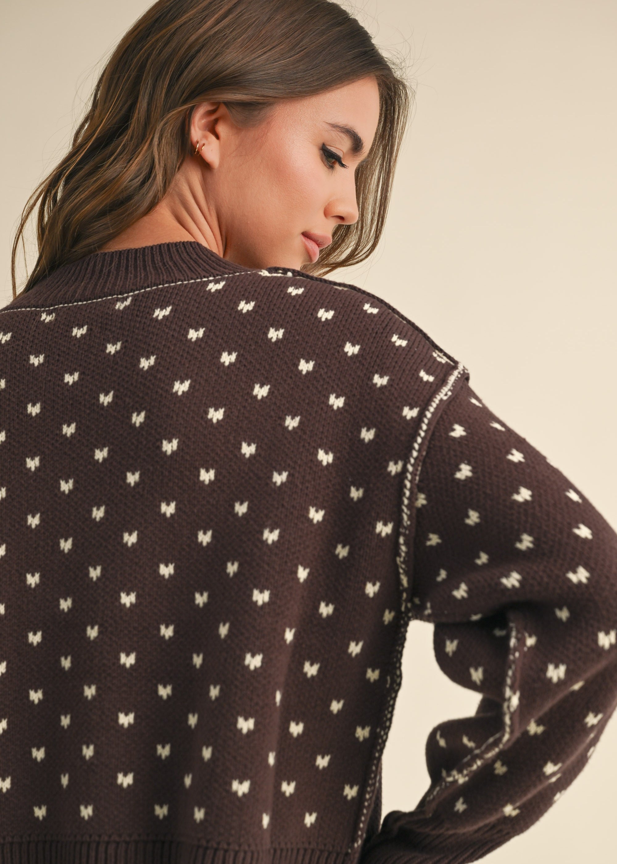 Heartbeat Patterned Cropped Sweater - alldeserved.com