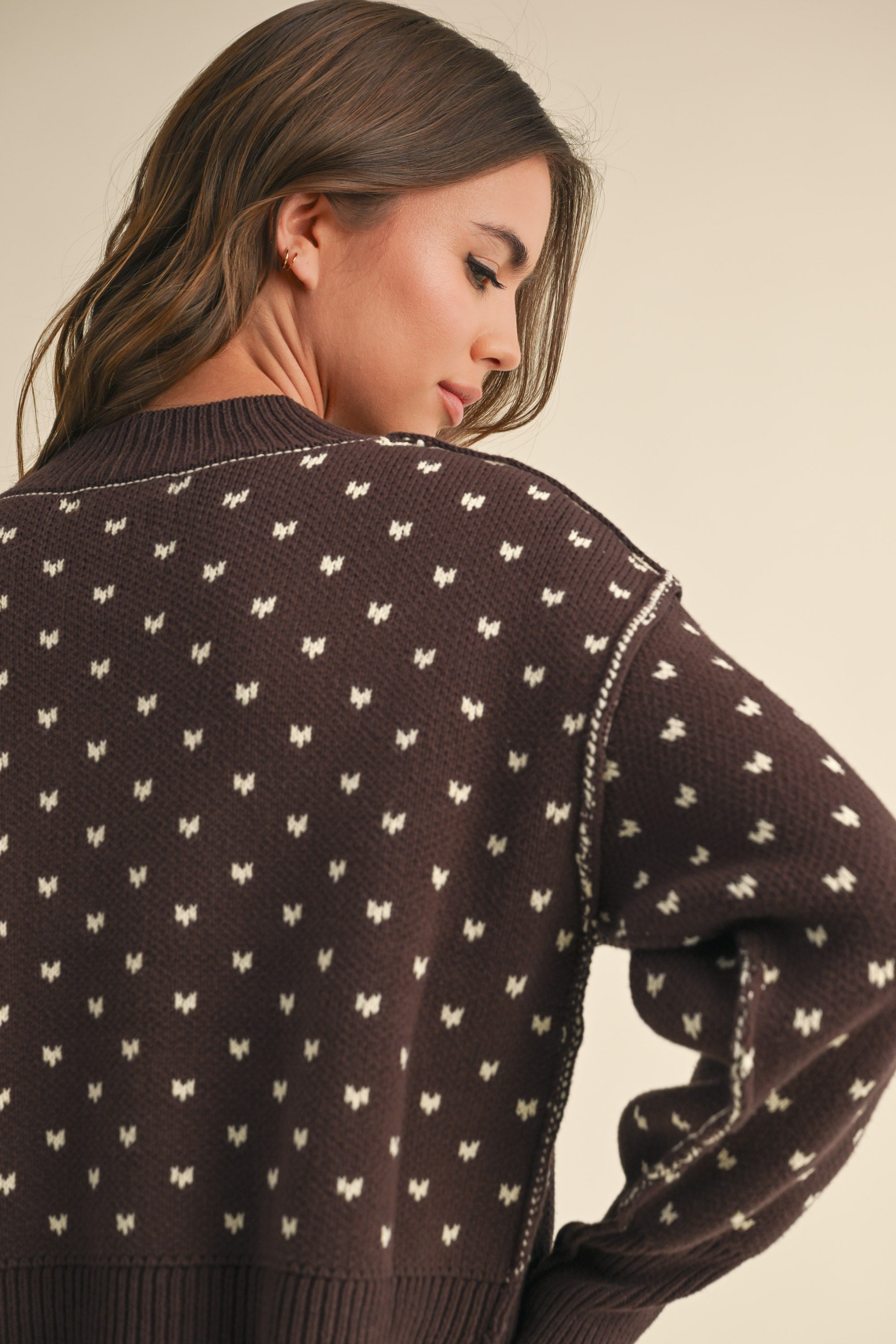 Heartbeat Patterned Cropped Sweater - alldeserved.com