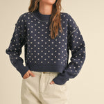 Heartbeat Patterned Cropped Sweater - alldeserved.com