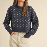 Heartbeat Patterned Cropped Sweater - alldeserved.com