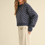 Heartbeat Patterned Cropped Sweater - alldeserved.com