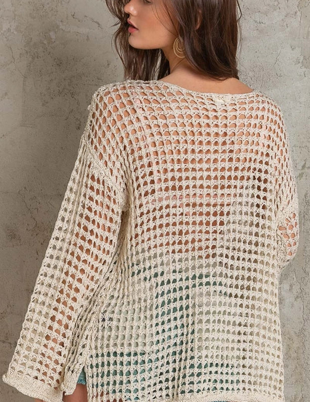 Hailee Mesh Knit Sweater Top - alldeserved.com