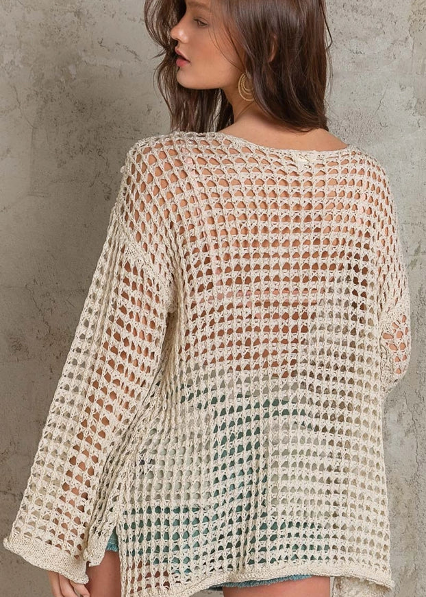 Hailee Mesh Knit Sweater Top - alldeserved.com