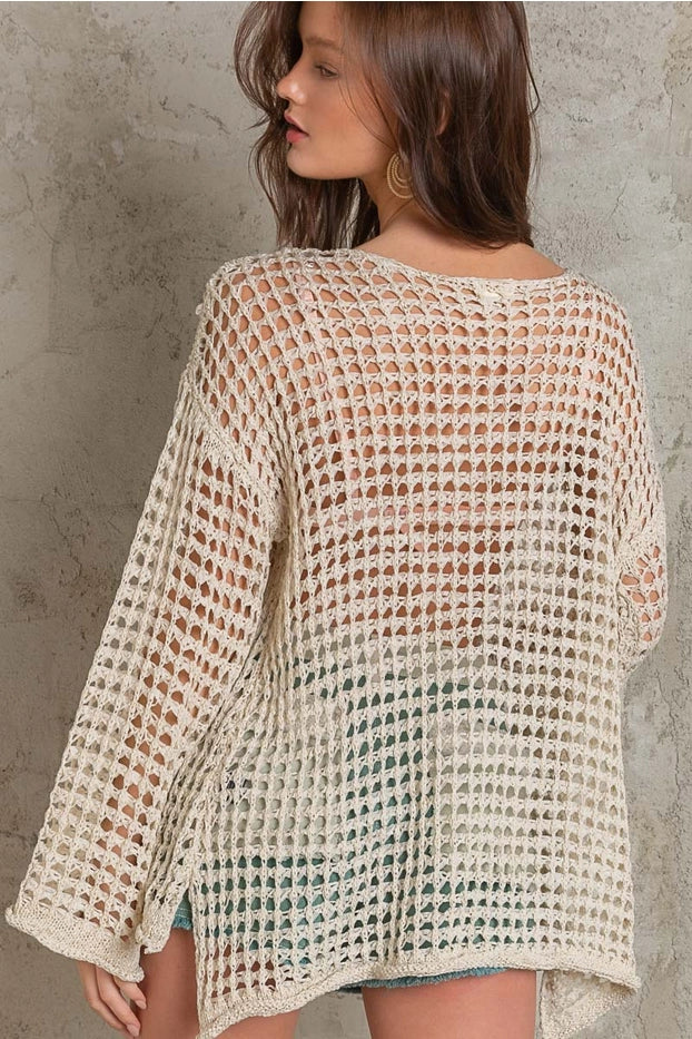 Hailee Mesh Knit Sweater Top - alldeserved.com