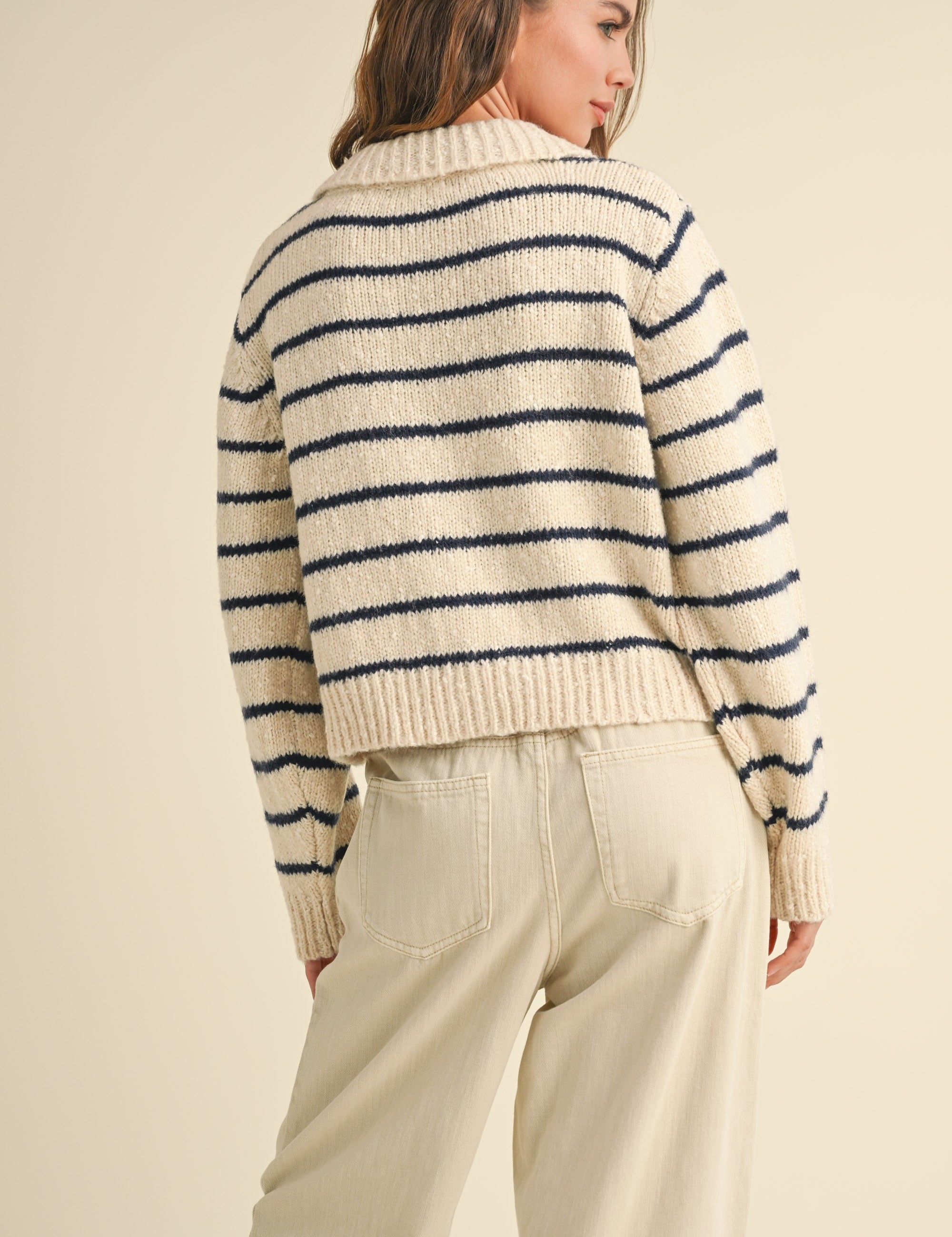 Greta Striped Collar Cardigan - alldeserved.com