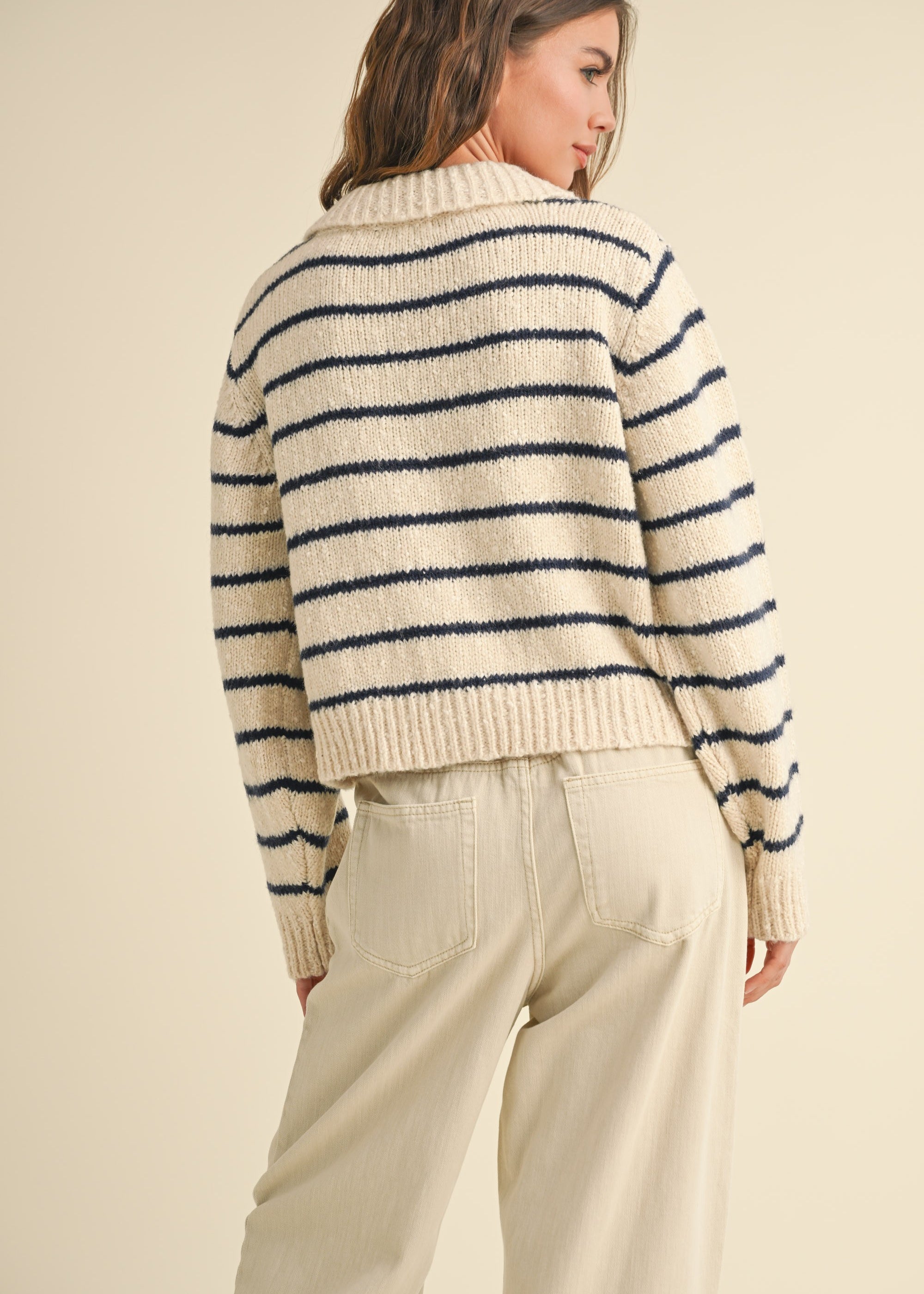 Greta Striped Collar Cardigan - alldeserved.com