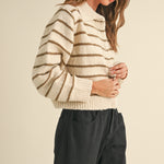 Greta Striped Collar Cardigan - alldeserved.com