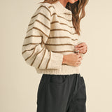 Greta Striped Collar Cardigan - alldeserved.com