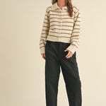 Greta Striped Collar Cardigan - alldeserved.com