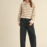 Greta Striped Collar Cardigan - alldeserved.com
