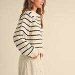Greta Striped Collar Cardigan - alldeserved.com