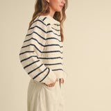 Greta Striped Collar Cardigan - alldeserved.com