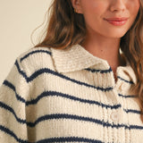 Greta Striped Collar Cardigan - alldeserved.com