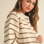 Greta Striped Collar Cardigan - alldeserved.com