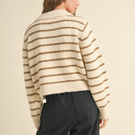 Greta Striped Collar Cardigan - alldeserved.com