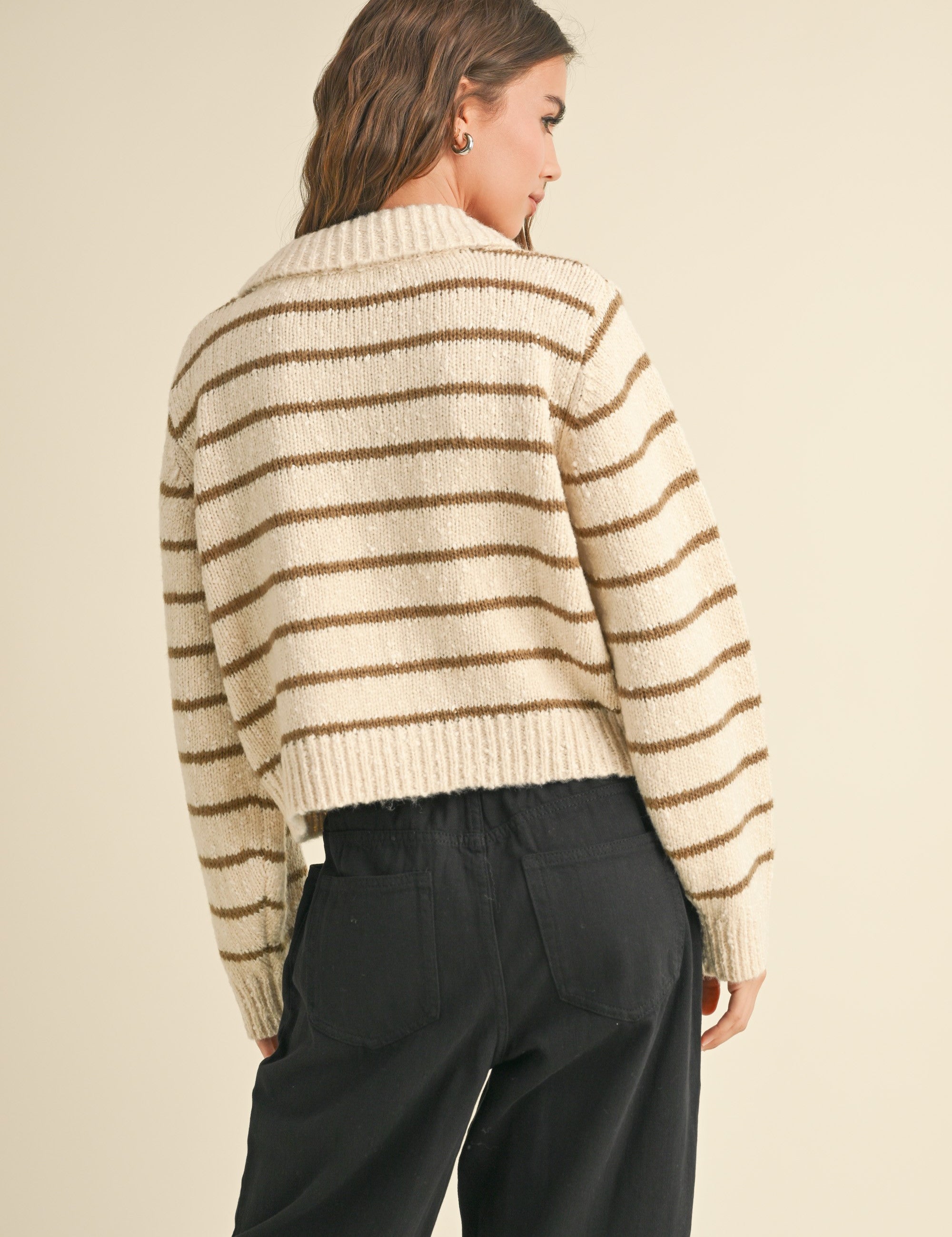 Greta Striped Collar Cardigan - alldeserved.com