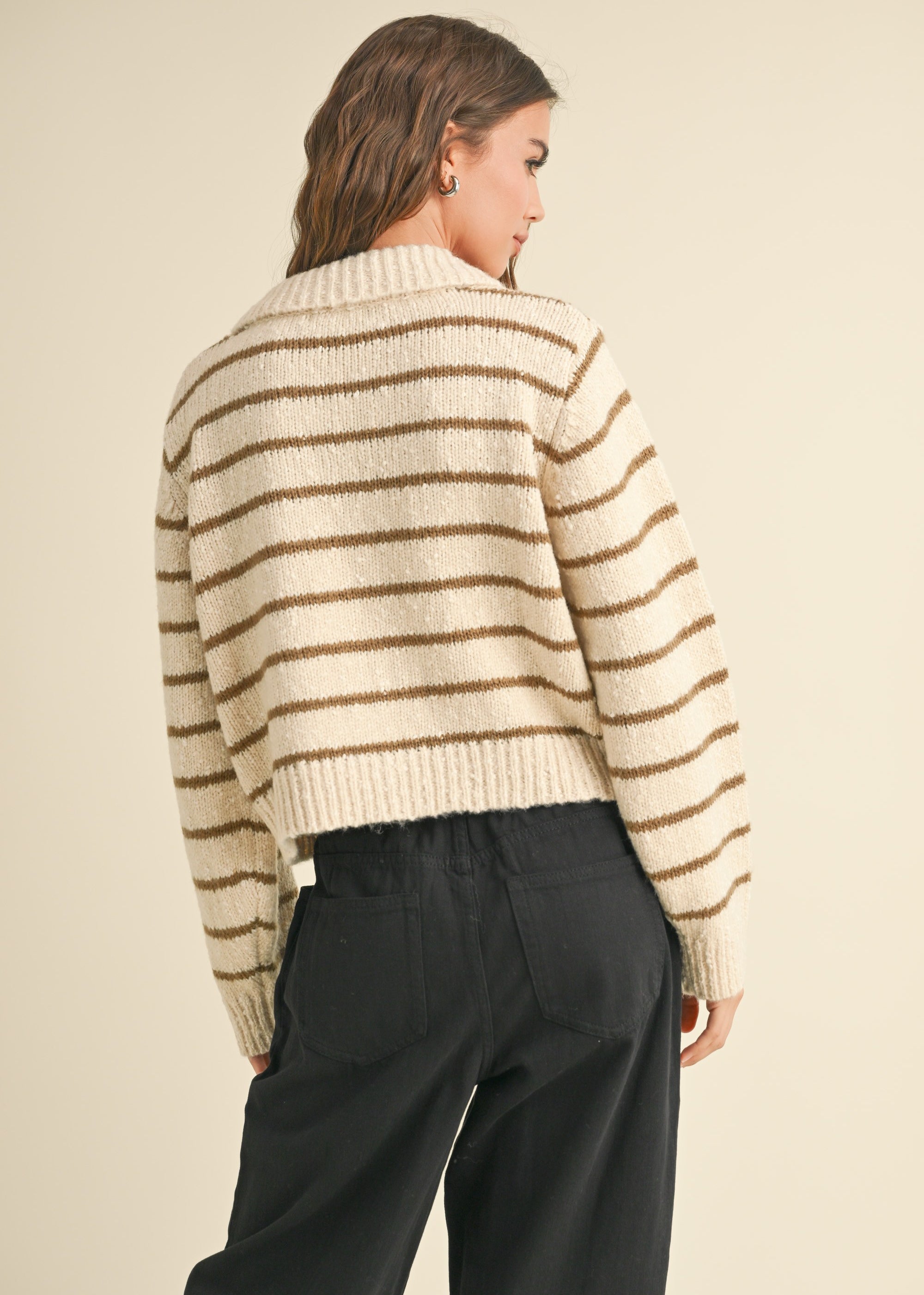 Greta Striped Collar Cardigan - alldeserved.com