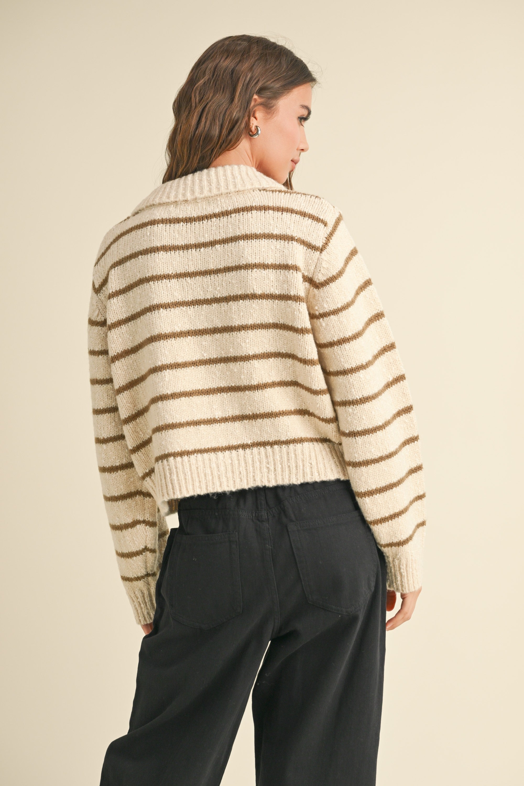 Greta Striped Collar Cardigan - alldeserved.com