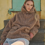 Ultra Soft Half Zip Teddy Jacket - Taupe