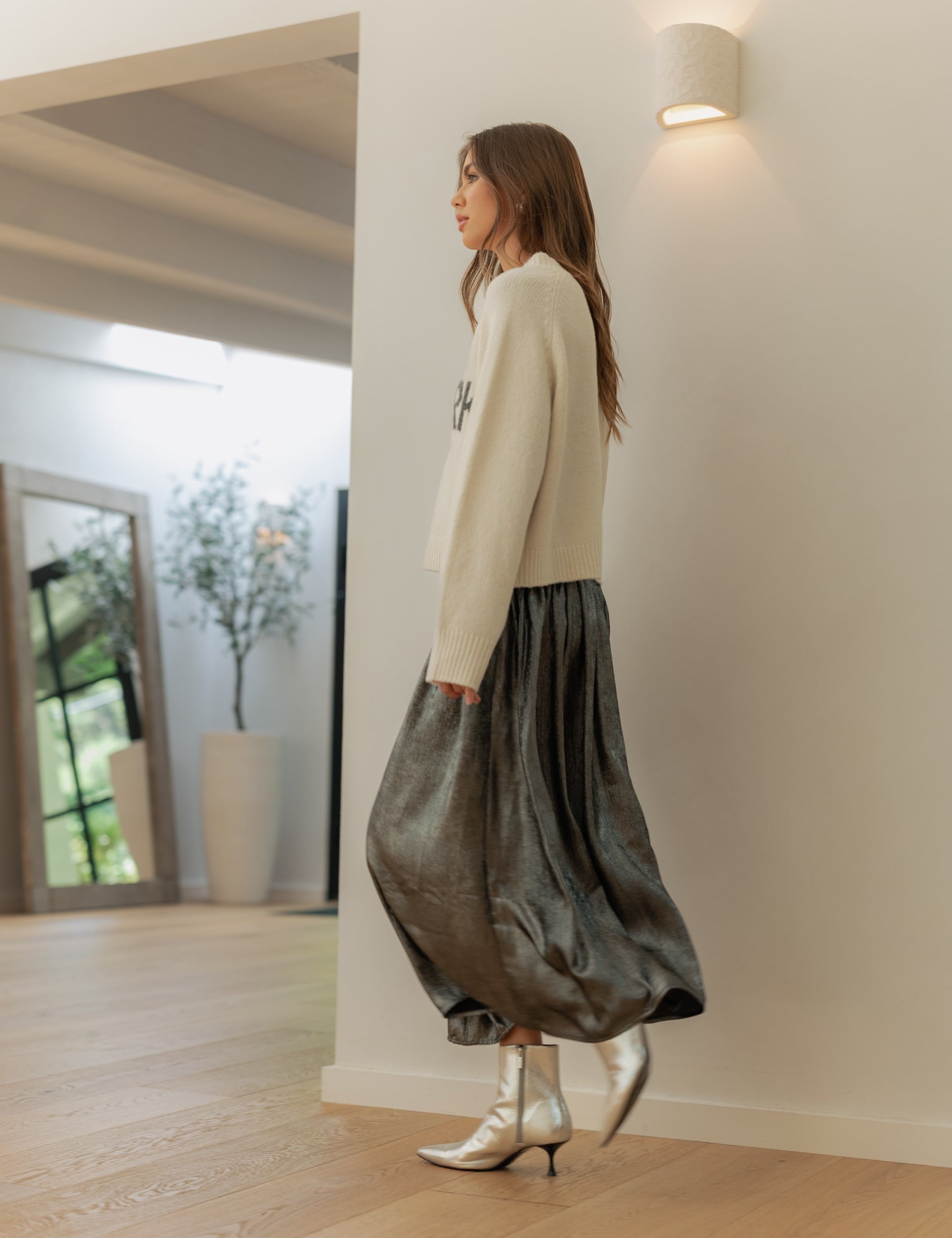 Luna Metallic Midi Skirt - alldeserved.com