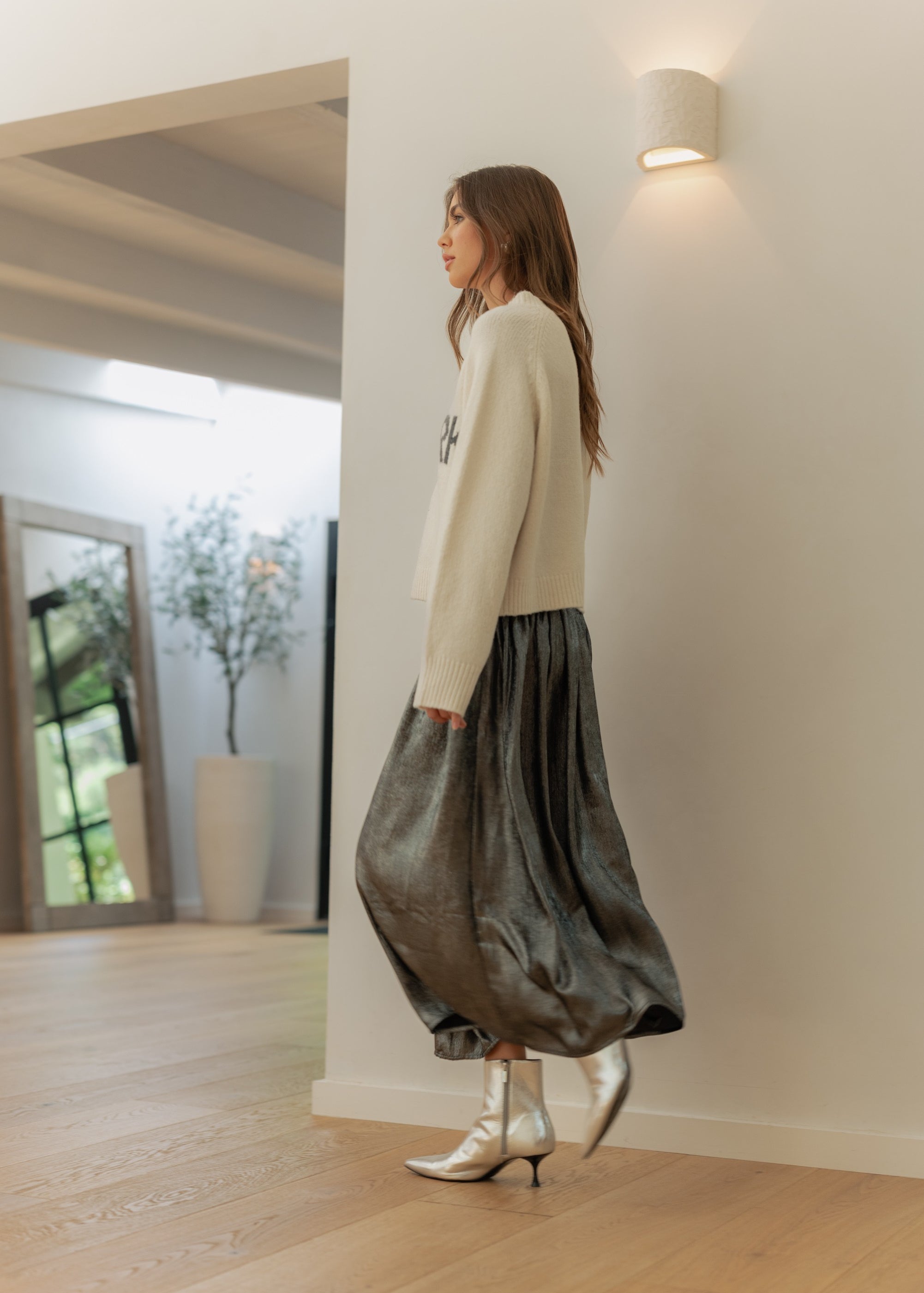 Luna Metallic Midi Skirt - alldeserved.com