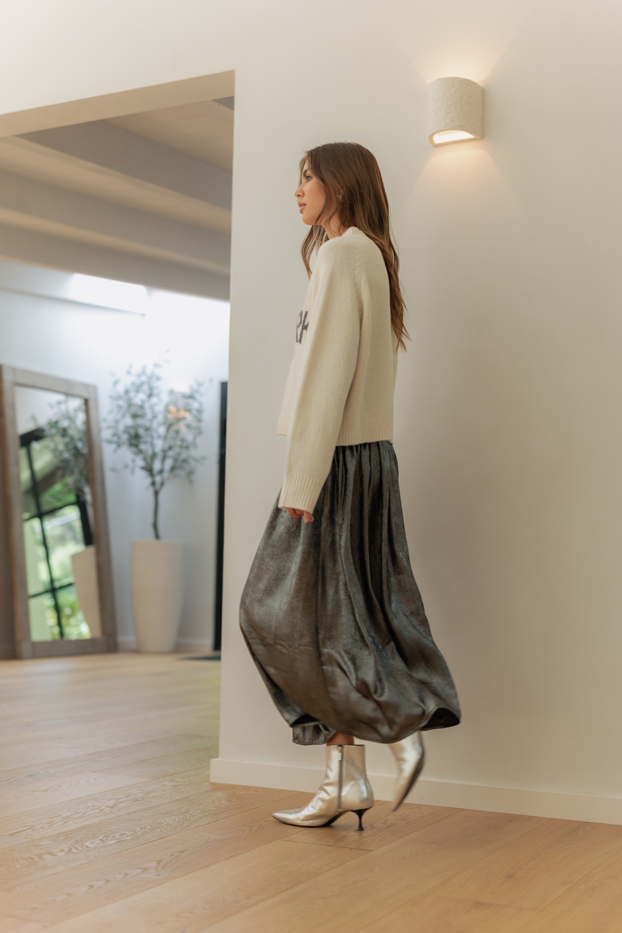 Luna Metallic Midi Skirt - alldeserved.com