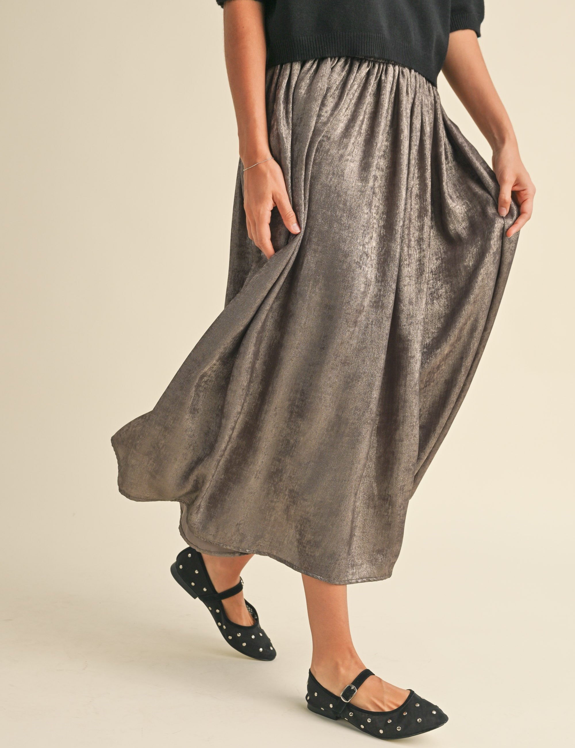 Luna Metallic Midi Skirt - alldeserved.com