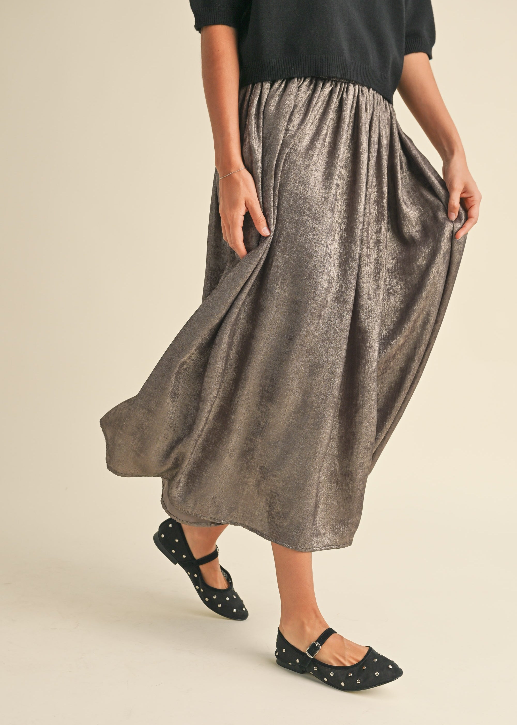 Luna Metallic Midi Skirt - alldeserved.com