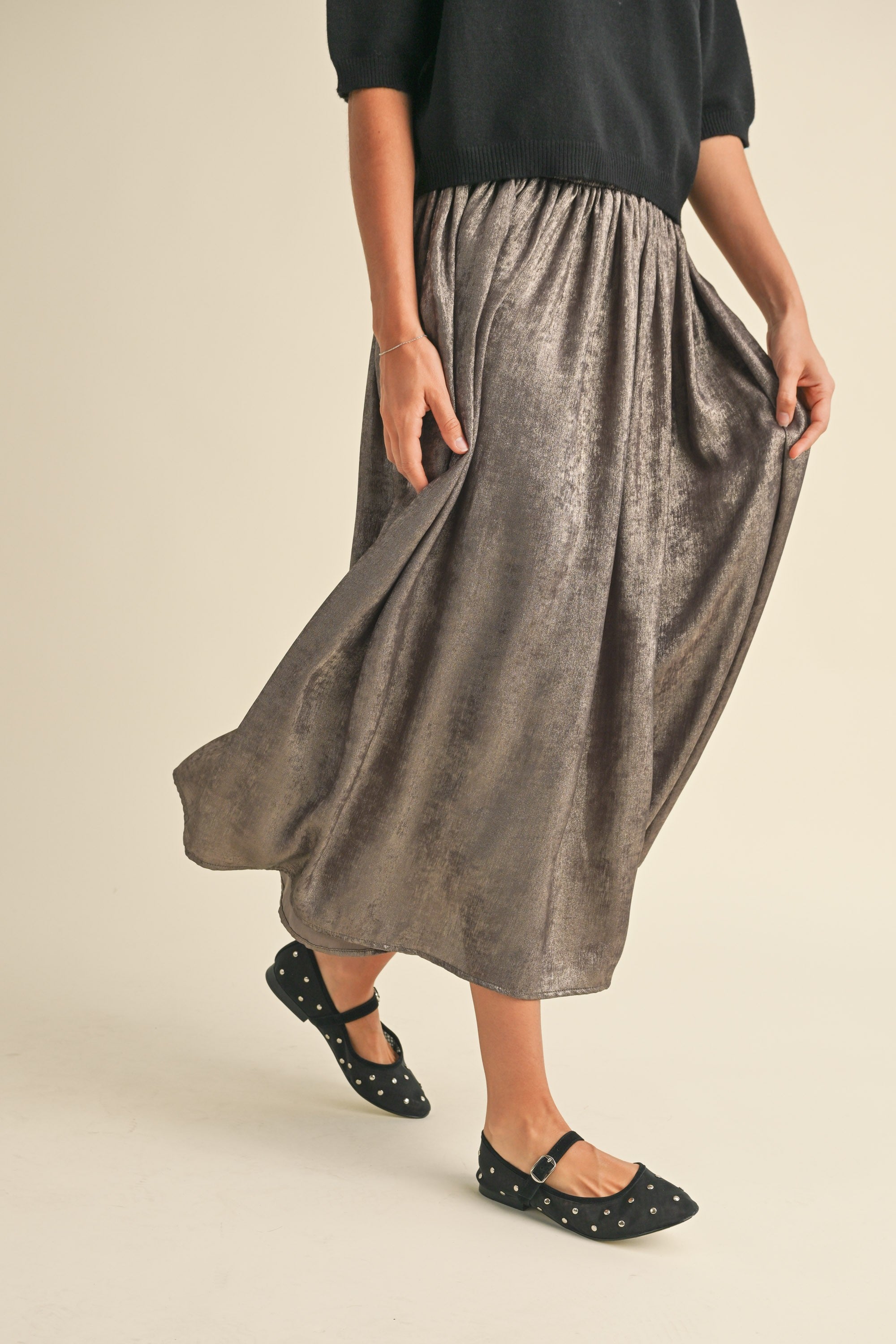 Luna Metallic Midi Skirt - alldeserved.com