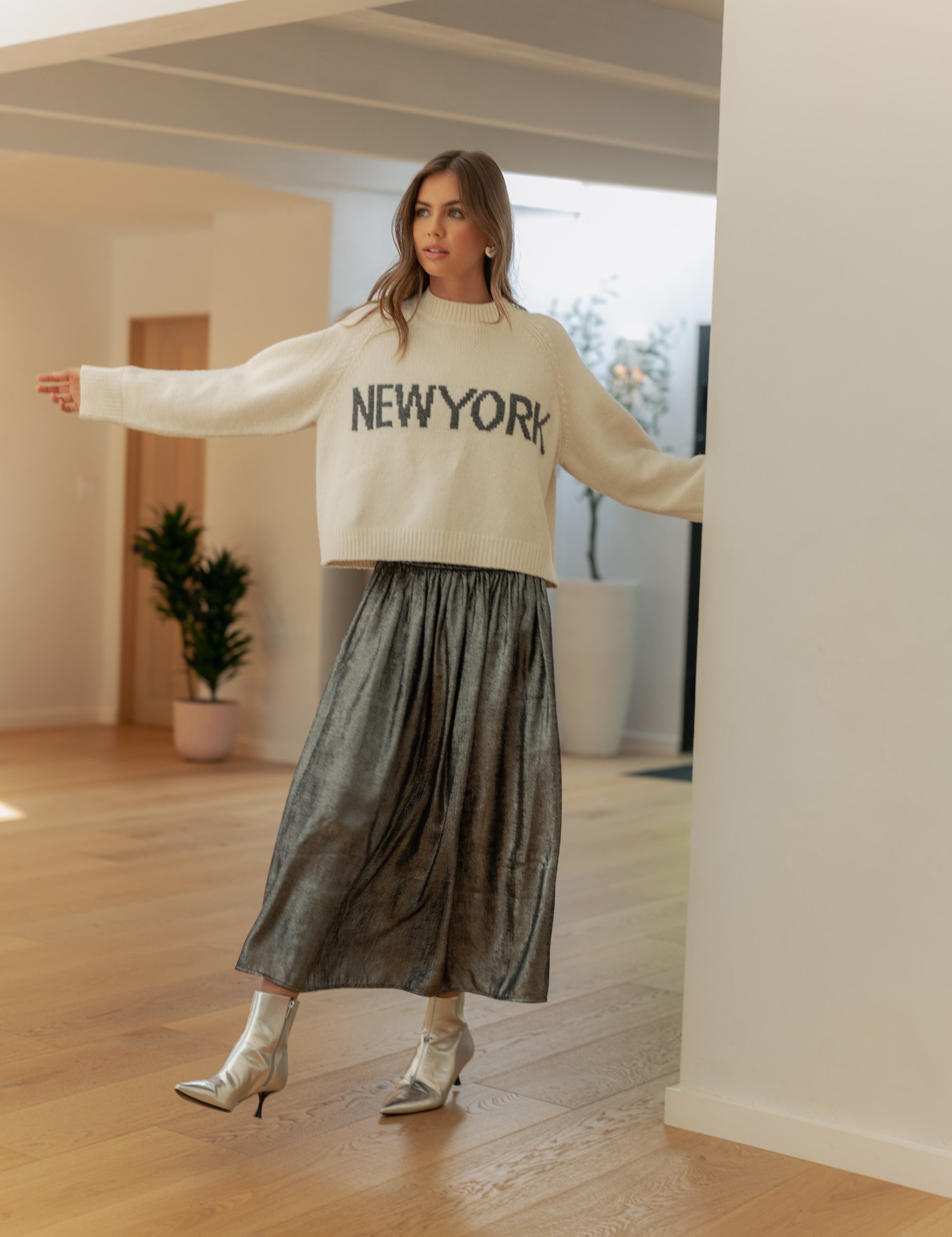 Luna Metallic Midi Skirt - alldeserved.com