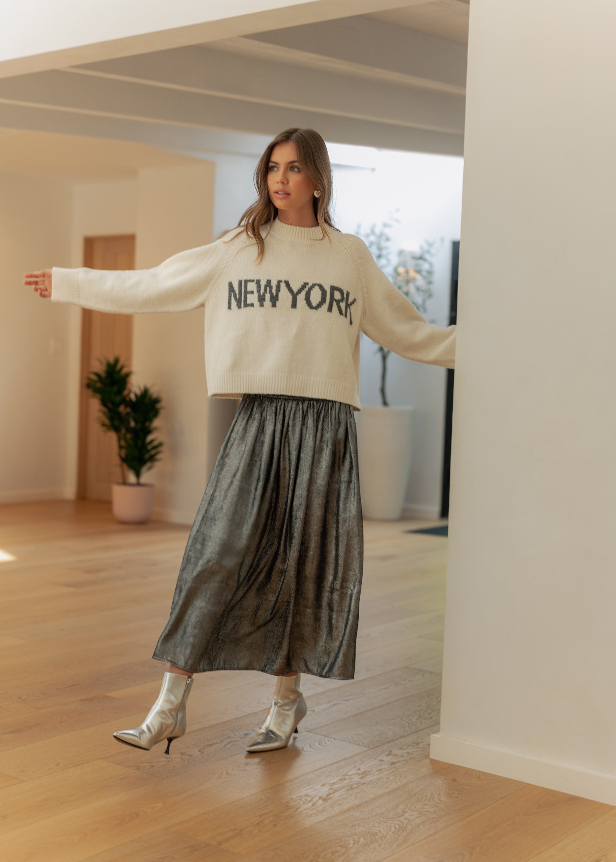 Luna Metallic Midi Skirt - alldeserved.com