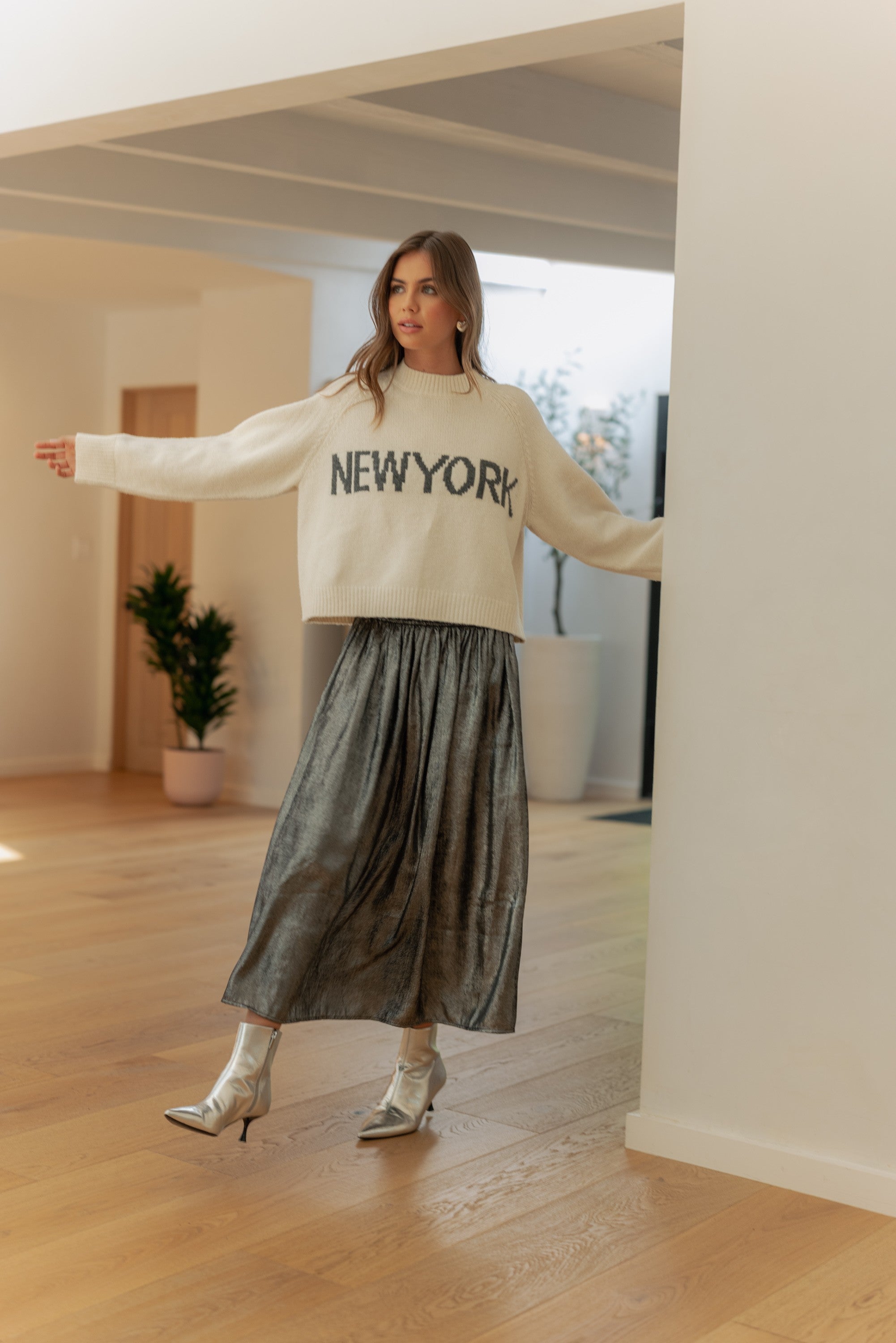 Luna Metallic Midi Skirt - alldeserved.com