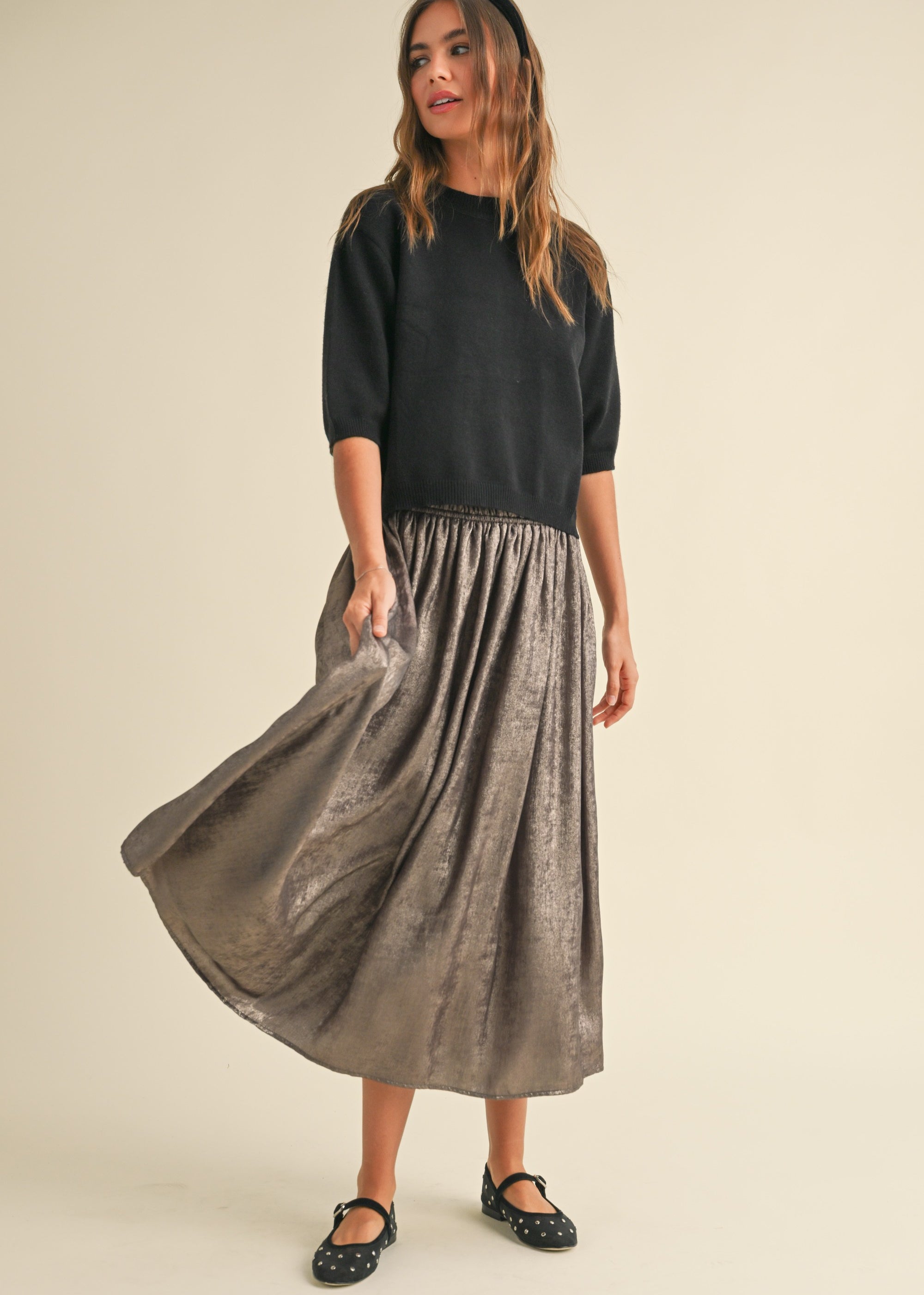 Luna Metallic Midi Skirt - alldeserved.com