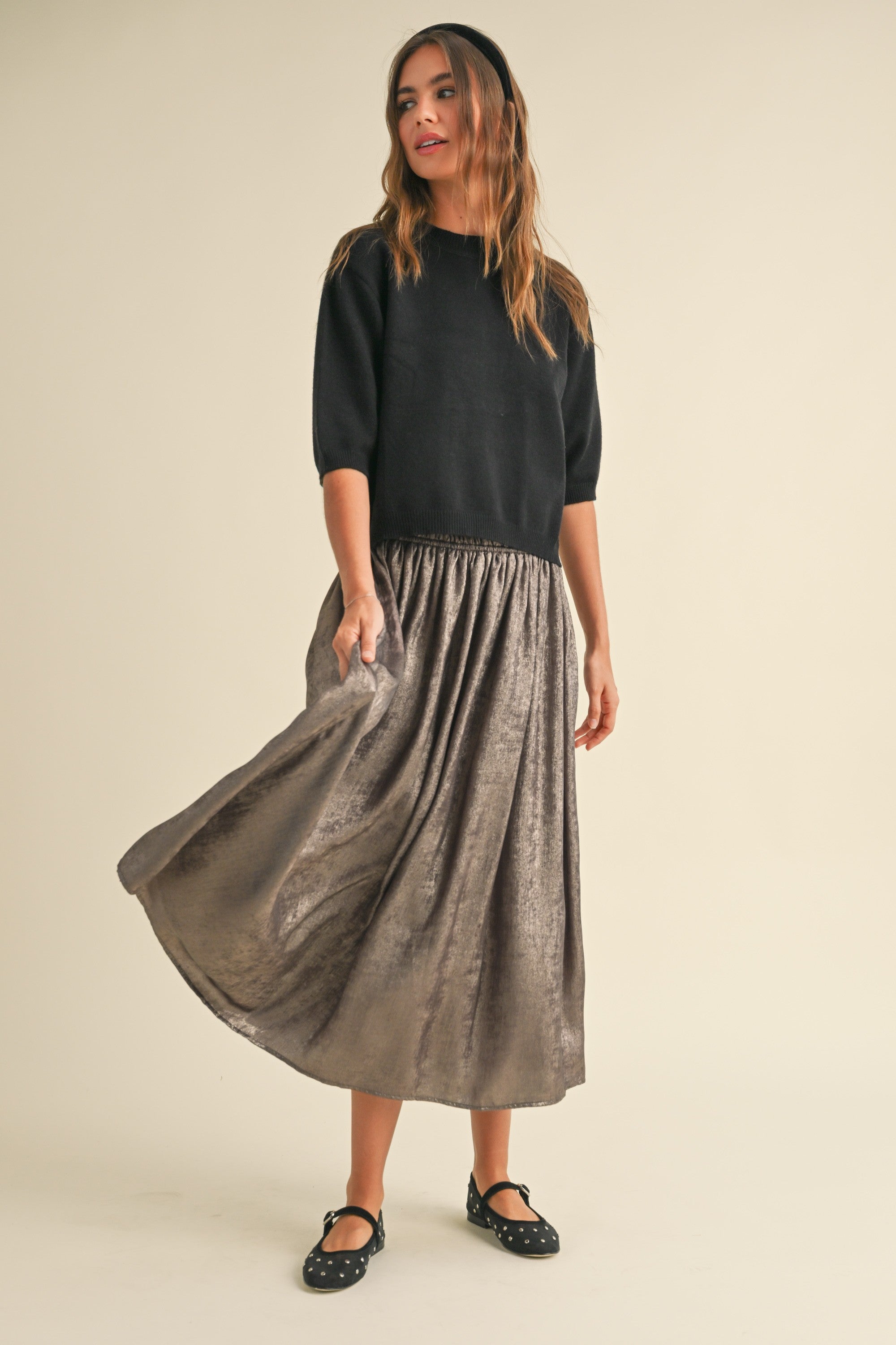 Luna Metallic Midi Skirt - alldeserved.com