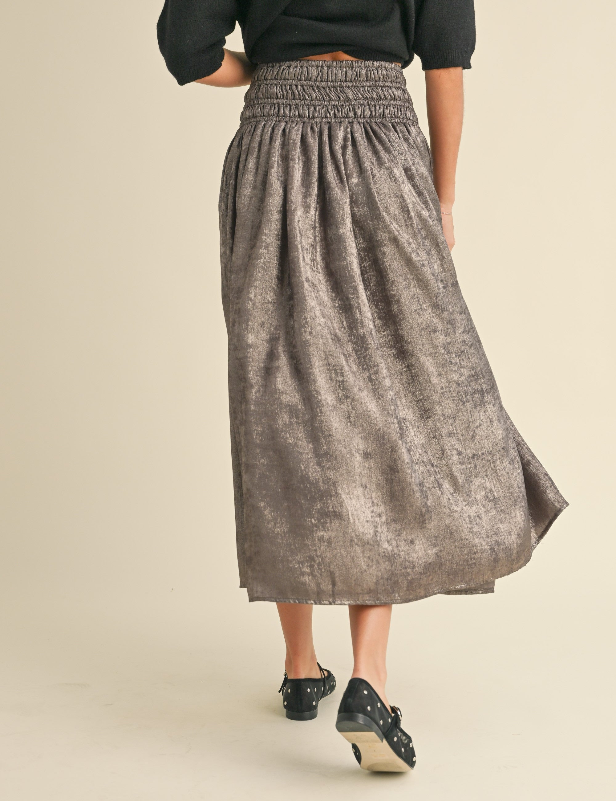 Luna Metallic Midi Skirt - alldeserved.com