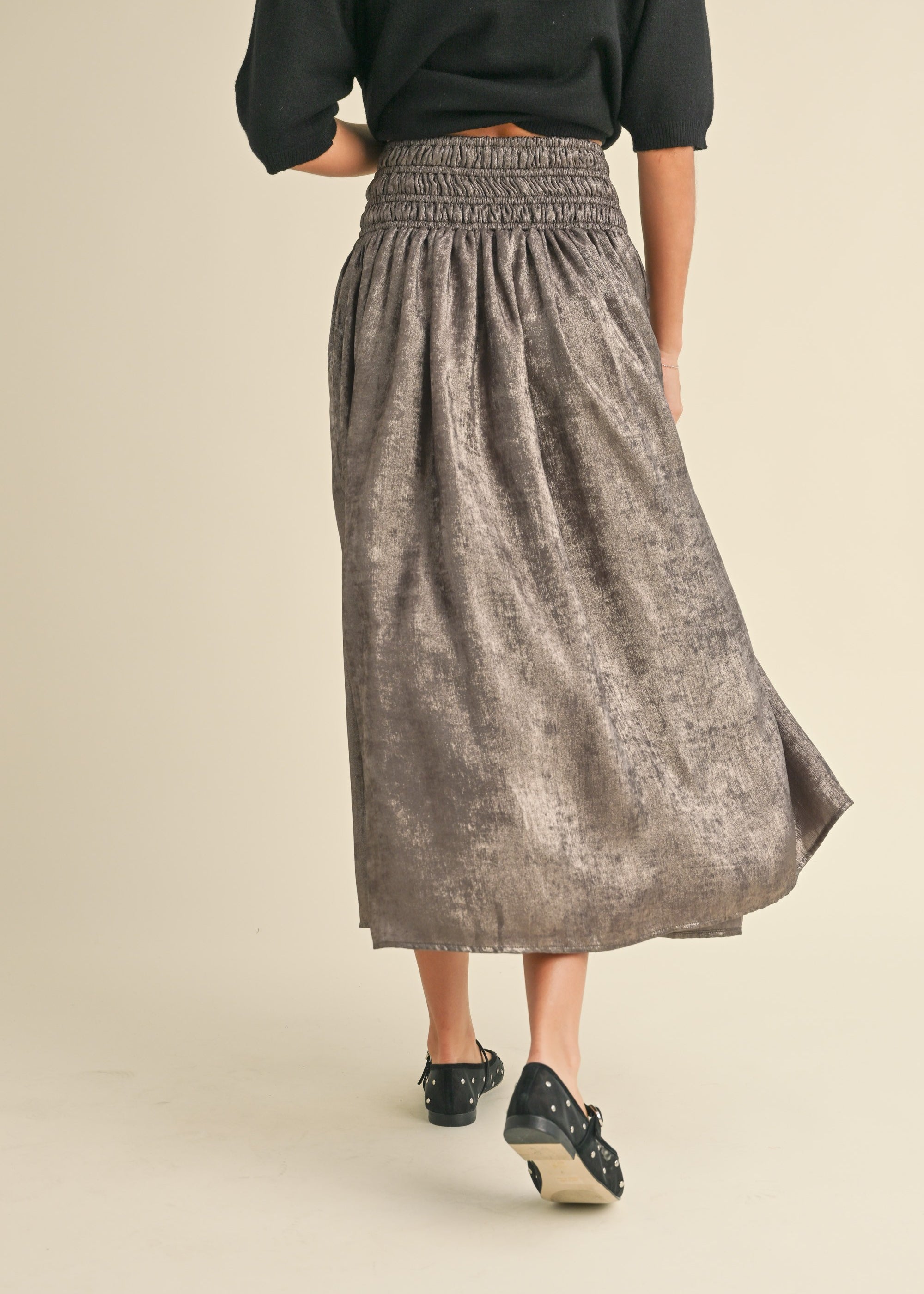 Luna Metallic Midi Skirt - alldeserved.com