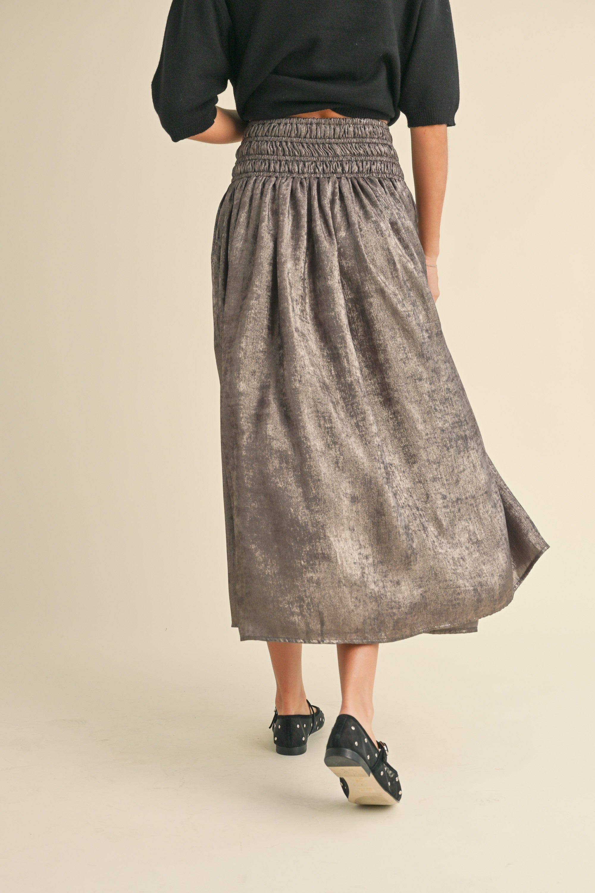 Luna Metallic Midi Skirt - alldeserved.com