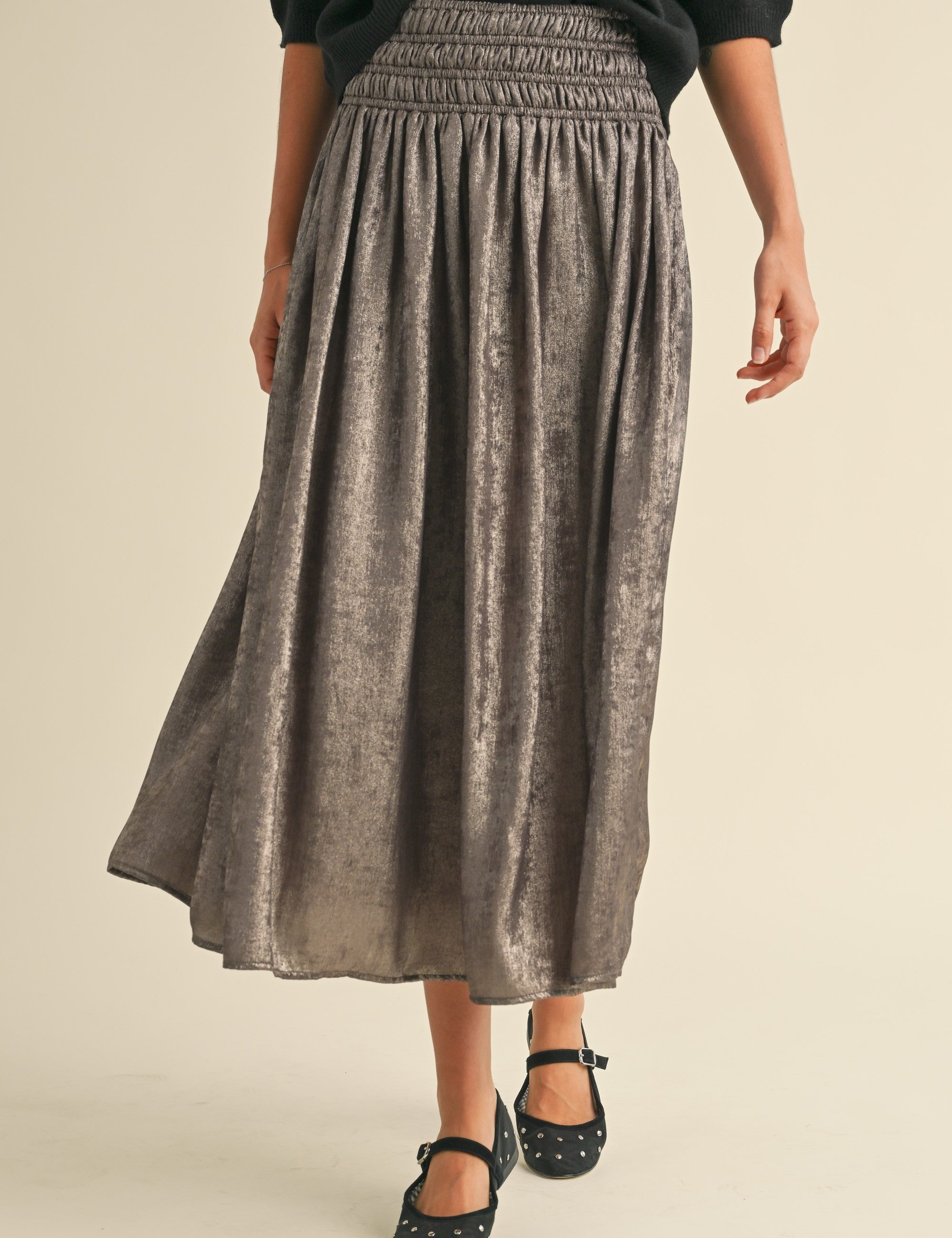 Luna Metallic Midi Skirt - alldeserved.com