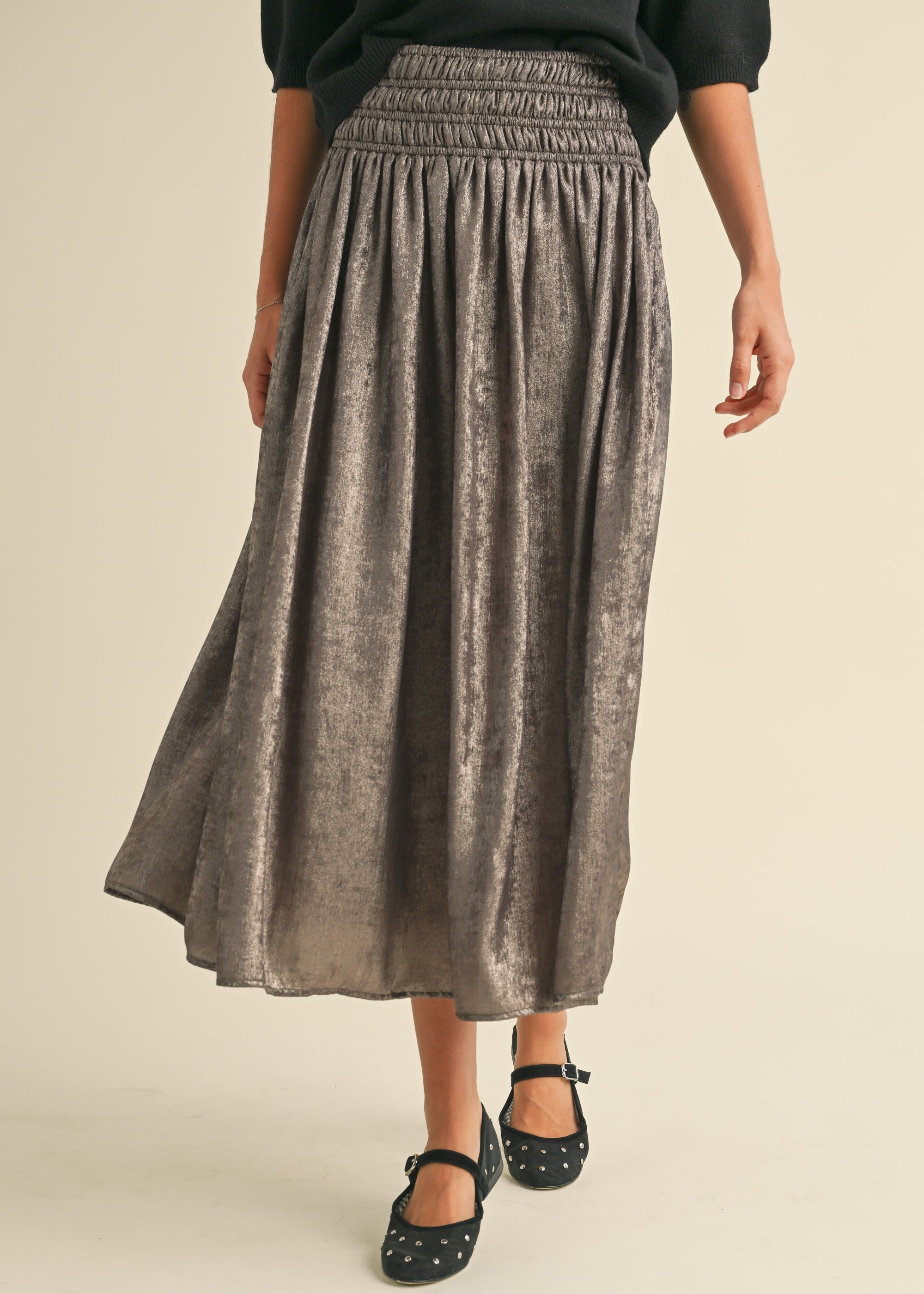 Luna Metallic Midi Skirt - alldeserved.com