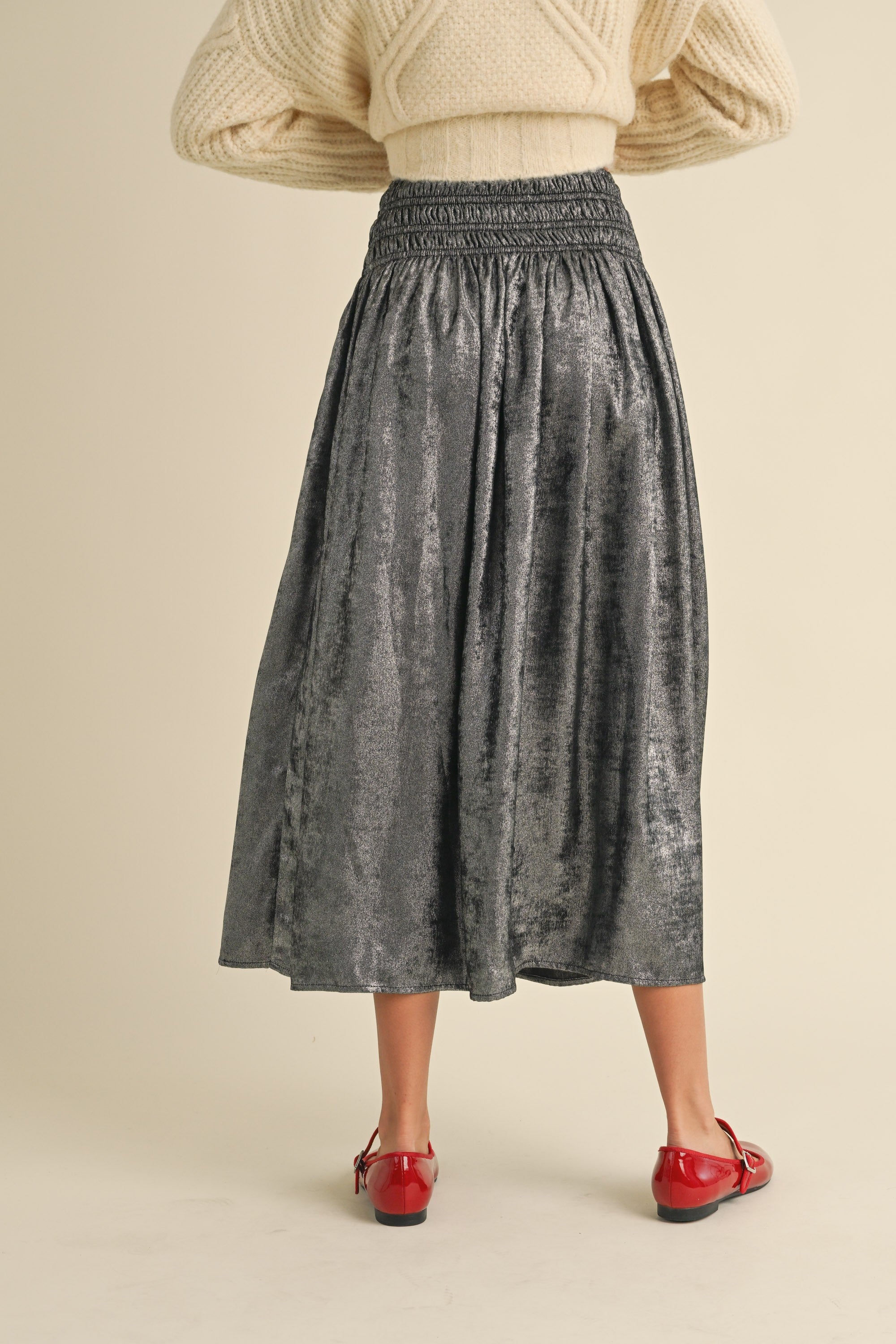 Luna Metallic Midi Skirt - alldeserved.com