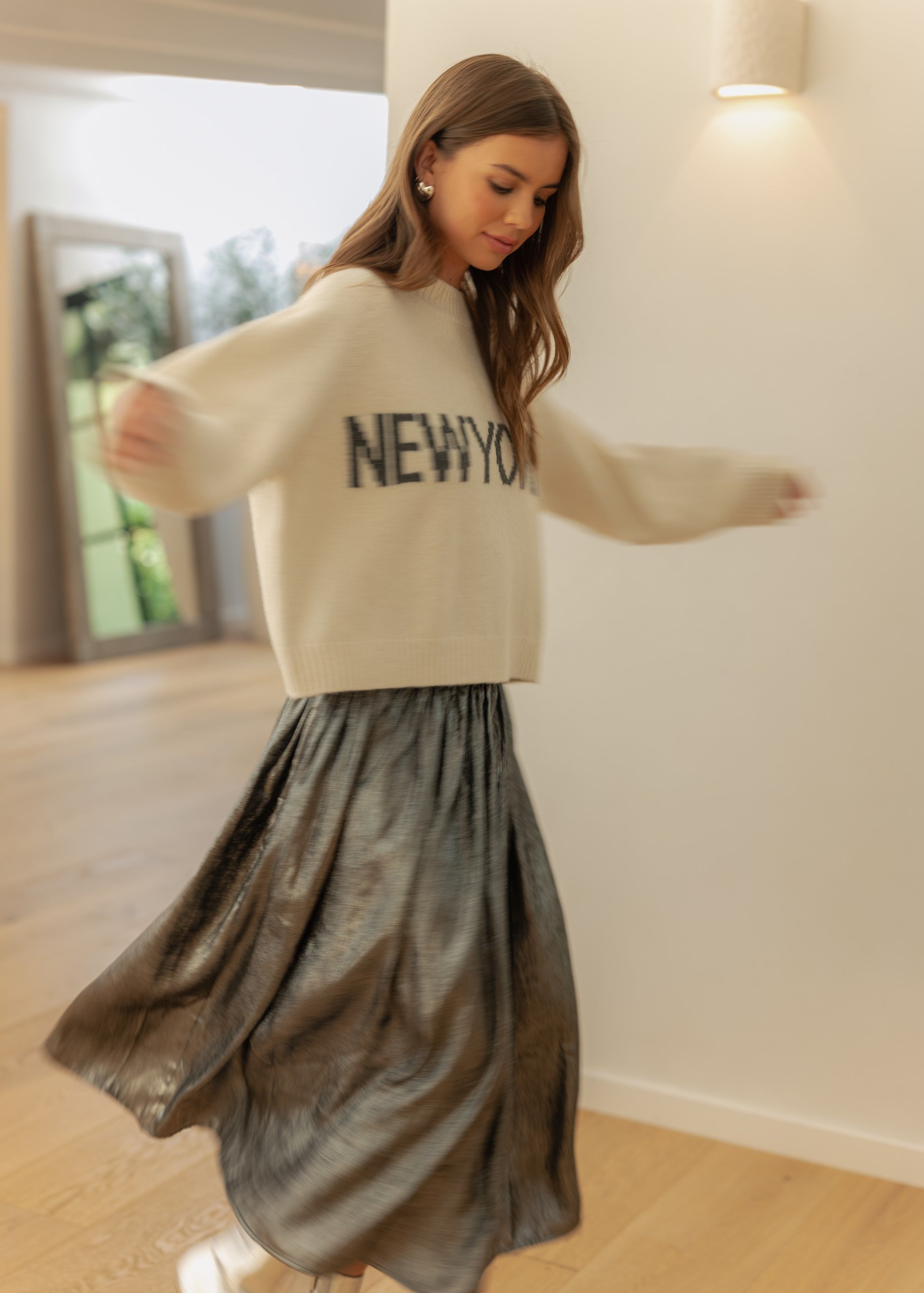 Luna Metallic Midi Skirt - alldeserved.com