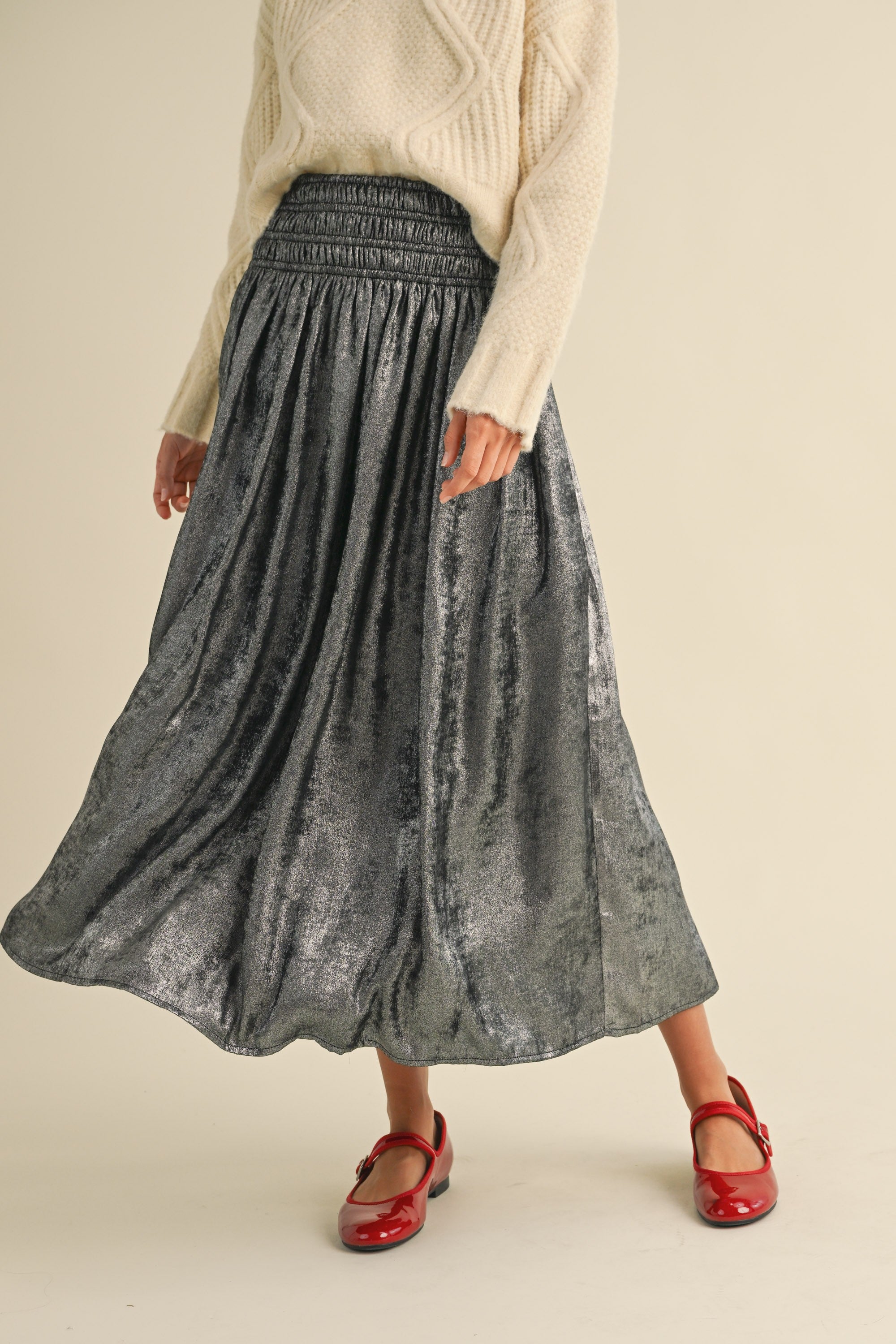 Luna Metallic Midi Skirt - alldeserved.com