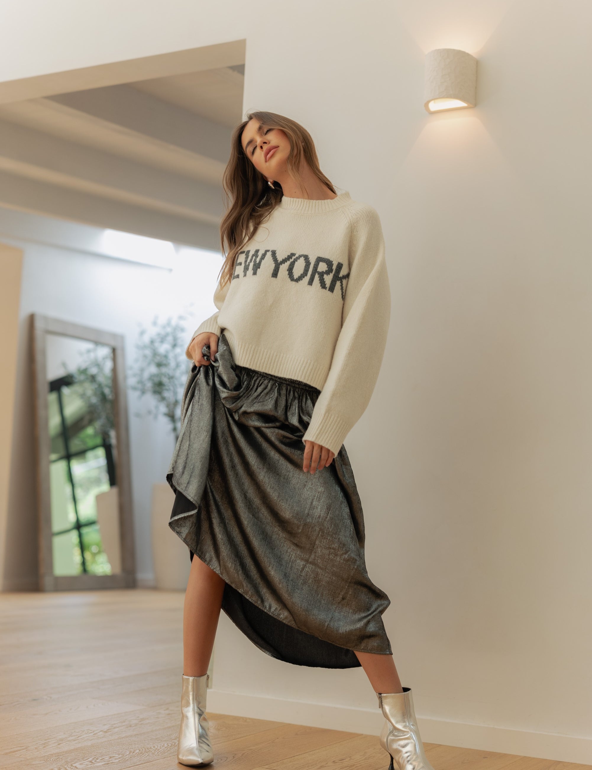 Luna Metallic Midi Skirt - alldeserved.com