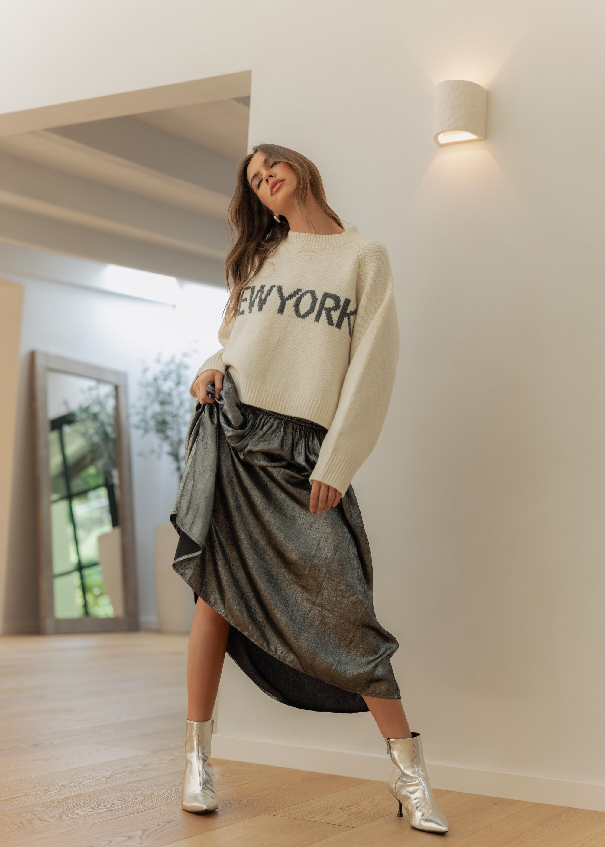 Luna Metallic Midi Skirt - alldeserved.com