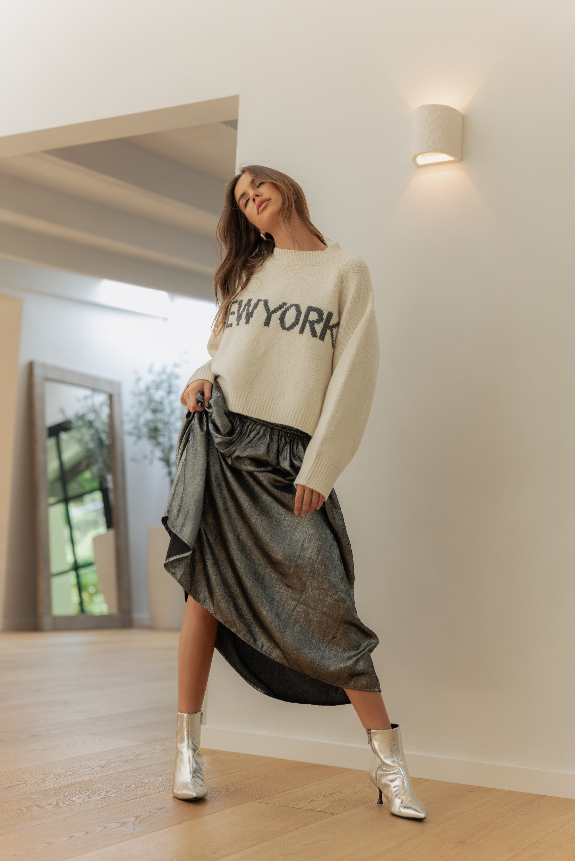 Luna Metallic Midi Skirt - alldeserved.com