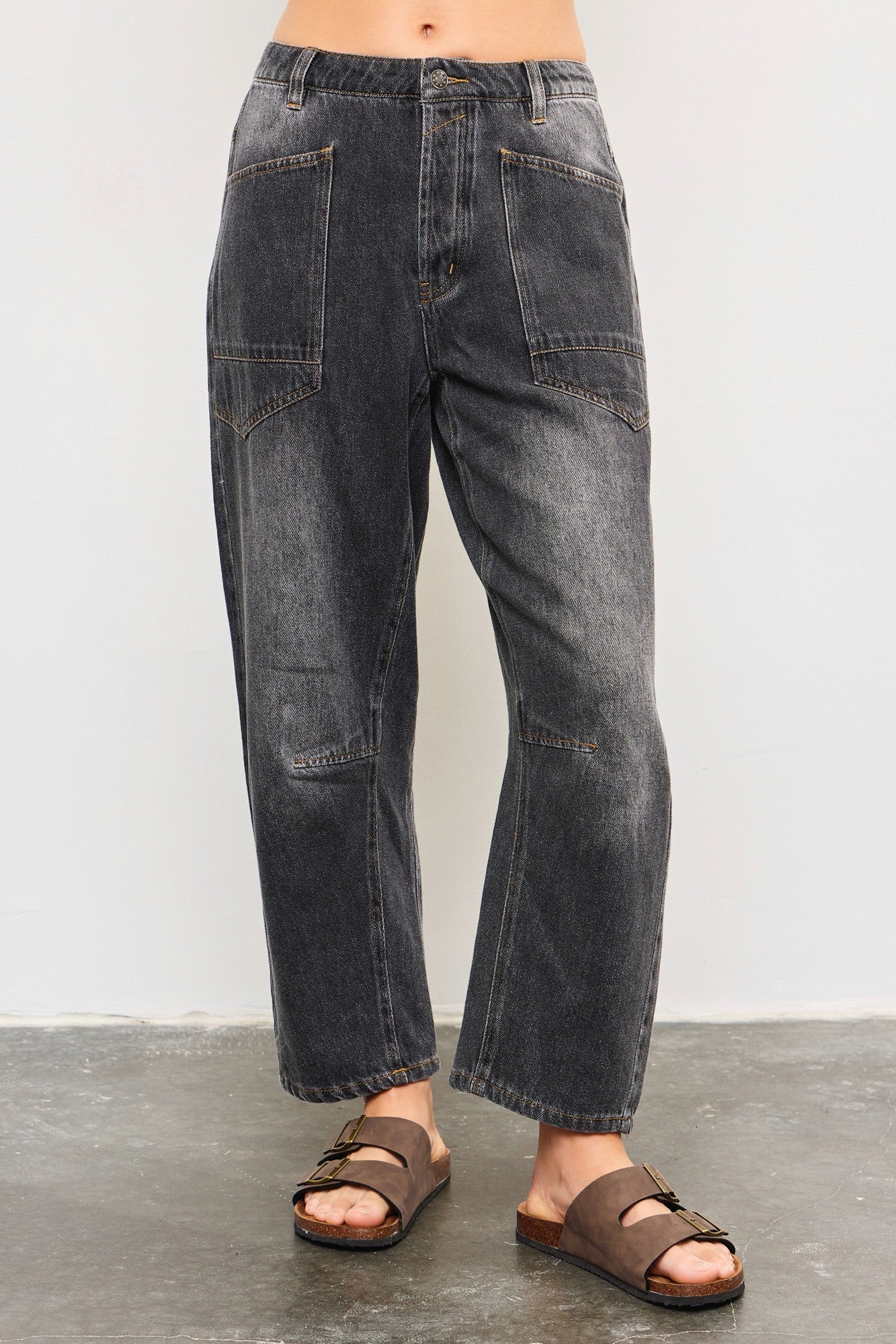 Shon Front Pocket Barrel Jeans - alldeserved.com