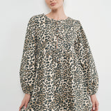 Amara Bow Leopard Print Denim Mini Dress - alldeserved.com