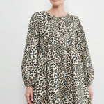Amara Bow Leopard Print Denim Mini Dress - alldeserved.com
